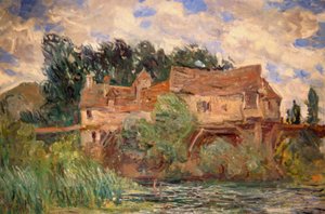 Case sul vecchio ponte a Vernon circa 1883 da Claude Monet